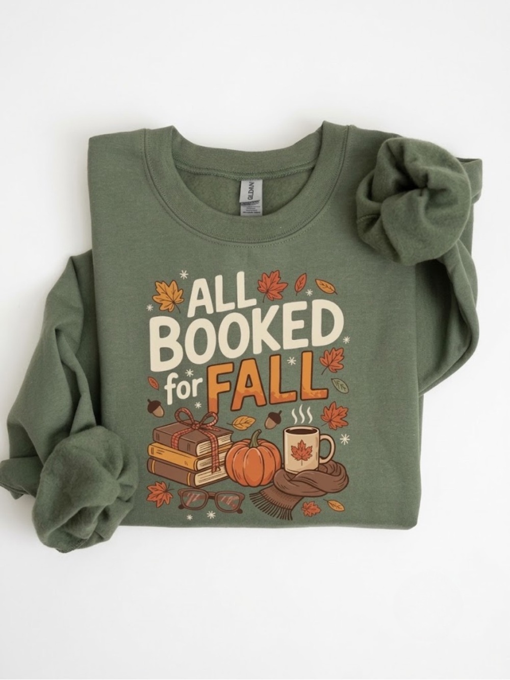 Gildan All Booked for Fall Sweatshirt - Olive Green